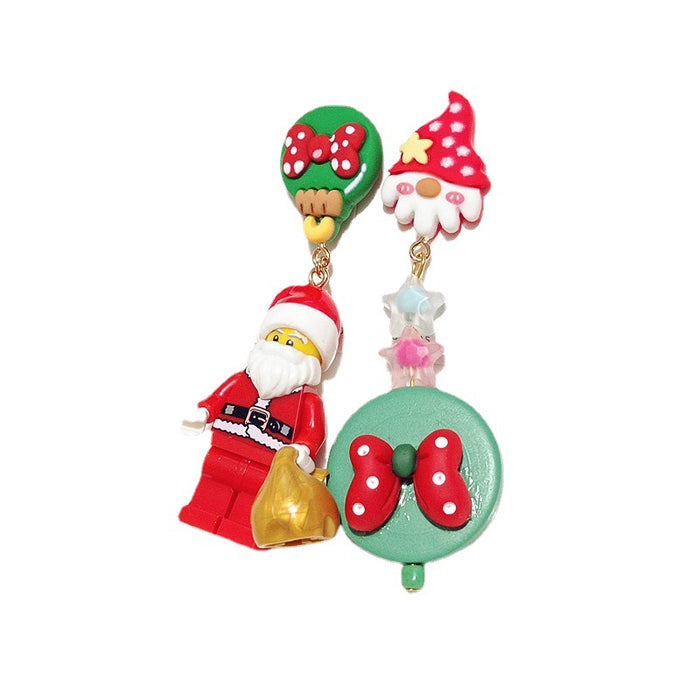 Wholesale Earrings Resin Christmas Cute Strawberry Santa Asymmetric (S) JDC-ES-Xingj022