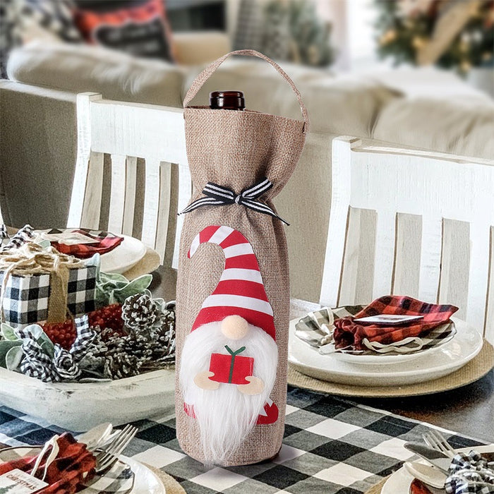 Wholesale Decorative Fabric Christmas Faceless Old Man Portable Wine Bottle Cover JDC-DCN-TeW001