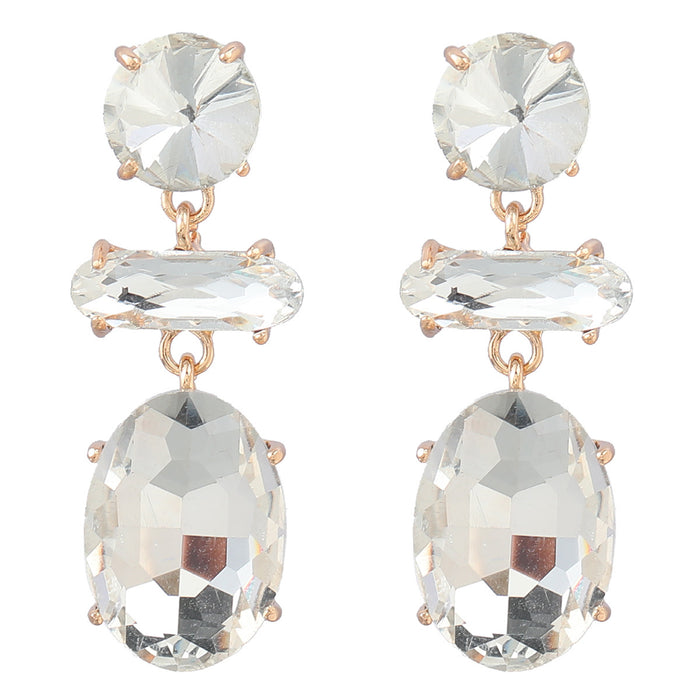 Wholesale Multilayer Geometric Earrings Alloy Glass Drill JDC-ES-JL1093