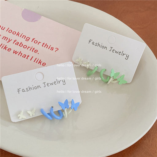 Jewelry WholesaleWholesale Macaron BABY Blue Butterfly Earrings Set JDC-ES-Lfm022 Earrings 珞芙梦 %variant_option1% %variant_option2% %variant_option3%  Factory Price JoyasDeChina Joyas De China