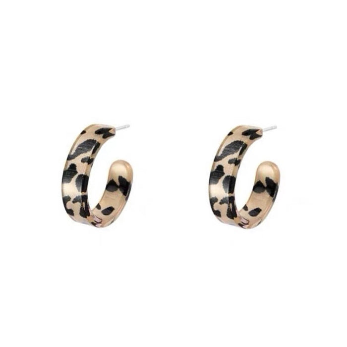 Wholesale Earrings Acrylic Vintage Leopard Circle C Shape JDC-ES-songr011