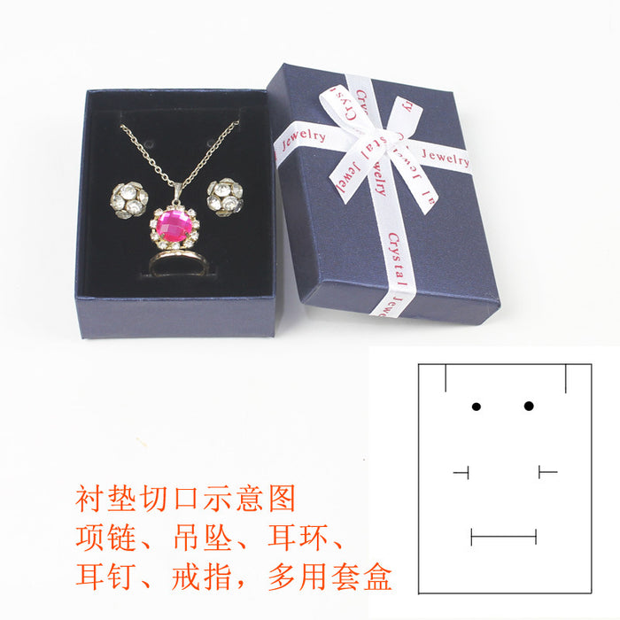 Wholesale Ring Box Bow Bead Pendant Necklace Stud Earring Box Jewelry Packaging Box JDC-JP-Haoke004