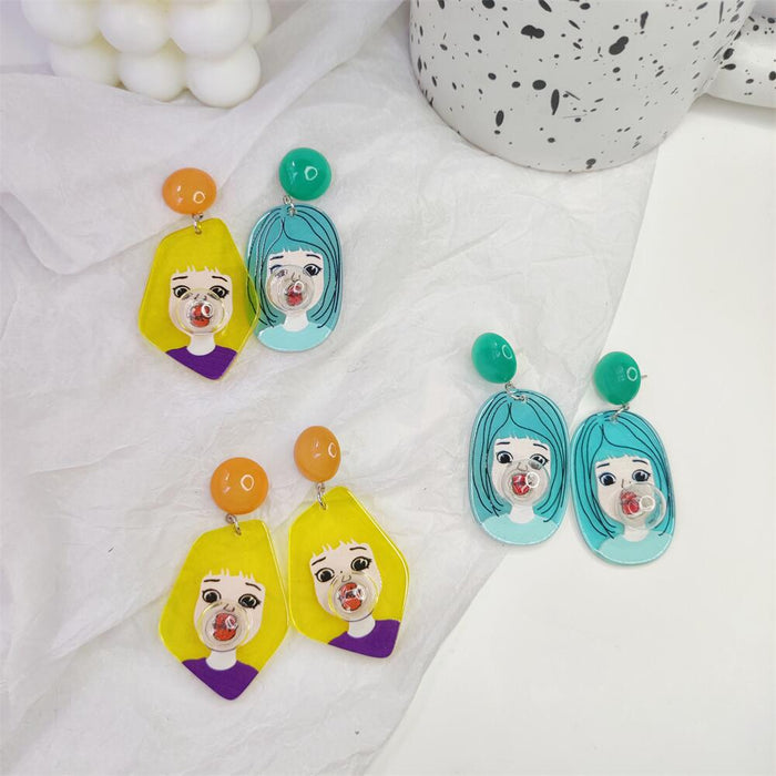 Wholesale earrings acrylic glass ball for girl blowing bubbles JDC-ES-FX018