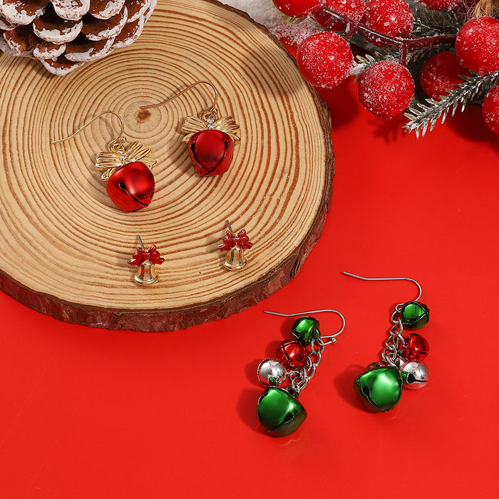 Pendientes al por mayor aleación Creative Christmas Red and Green Bells 3 Pares Set JDC-ES-A541