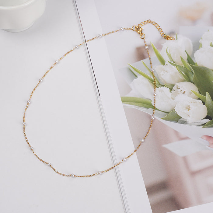 Wholesale Necklace 14K Real Gold Simple Clavicle Chain MOQ≥2 JDC-NE-YonY003