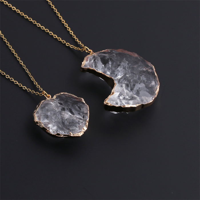 Wholesale irregular love moon twist chain semi precious stone pendant necklace JDC-NE-ML152