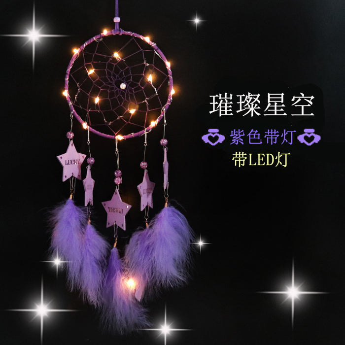 Wholesale Dream Catcher Feather Star Dream Catcher With LED Light JDC-DC-JY016
