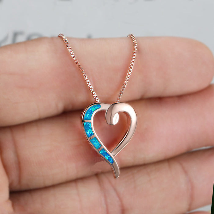 Wholesale Necklaces Alloy Opal Simple Heart JDC-NE-JYS062