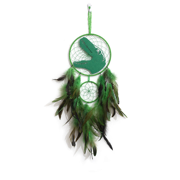Wholesale Dream Catcher Feather Green Dinosaur Head MOQ≥2 JDC-DC-MGu043