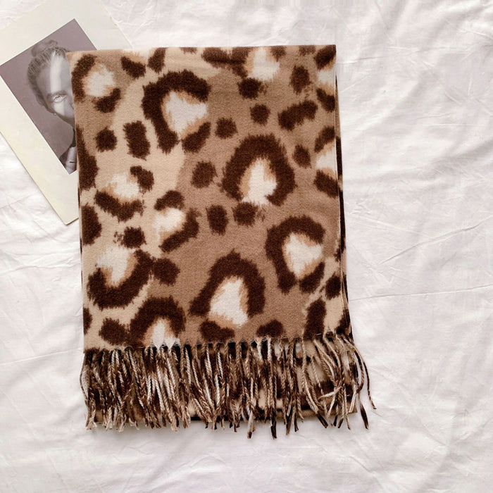 Wholesale Scarf Imitation Cashmere Leopard Print Tassel Thermal Shawl MOQ≥2 JDC-SF-Juanyi005