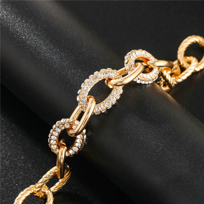 Wholesale Metal Diamond Thick Chain Bracelet Niche Gold JDC-BT-ZhuJ009