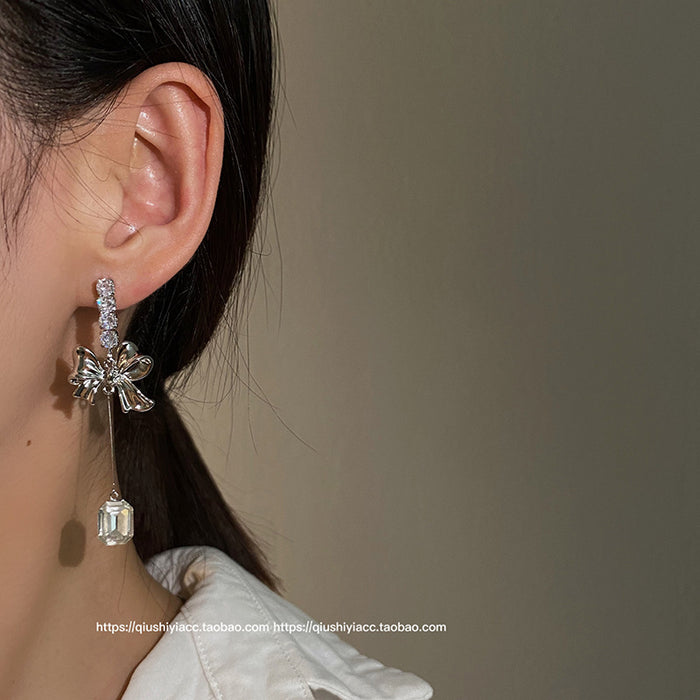 Jewelry WholesaleWholesale metal bow diamond 925 silver alloy earrings JDC-ES-AIS010 Earrings 艾珊 %variant_option1% %variant_option2% %variant_option3%  Factory Price JoyasDeChina Joyas De China