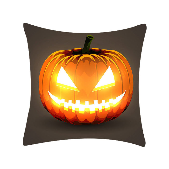 Wholesale Halloween Pumpkin Square Peach Skin Print Pillowcase MOQ≥2 JDC-PW-Xiangren008