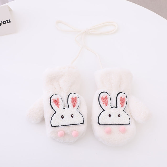 Wholesale Gloves Imitation Cashmere Kids Cute Cartoon Warm Lanyard MOQ≥2 JDC-GS-JunC005