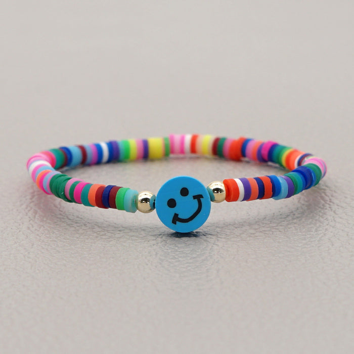 Wholesale 4mm Rainbow Beaded Multicolor Smiley Boho Ethnic Style Clay bead bracelet  JDC-BT-YuX004