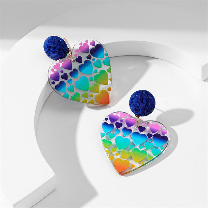 Wholesale Earring Print Heart Earrings Transparent Color JDC-ES-GuTe018
