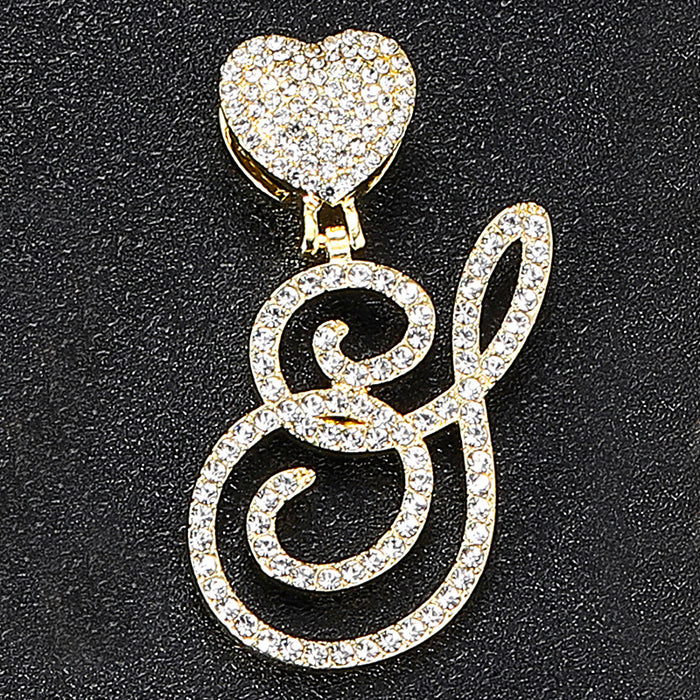 Wholesale Necklace 26 English Letters Love Buckle Diamond Cuban Chain MOQ≥2 JDC-NE-XuanD010
