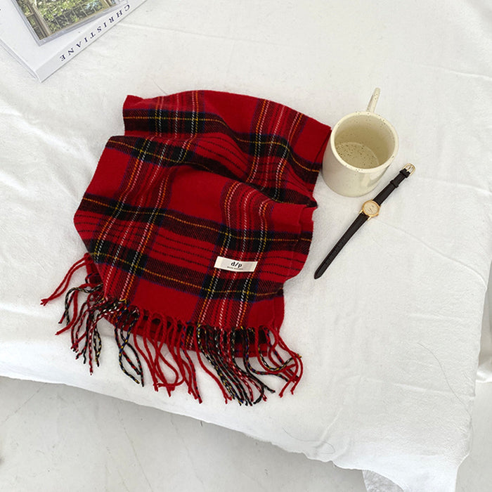 Wholesale Scarf Acrylic Cotton Red Plaid Warm Winter JDC-SF-Shier006