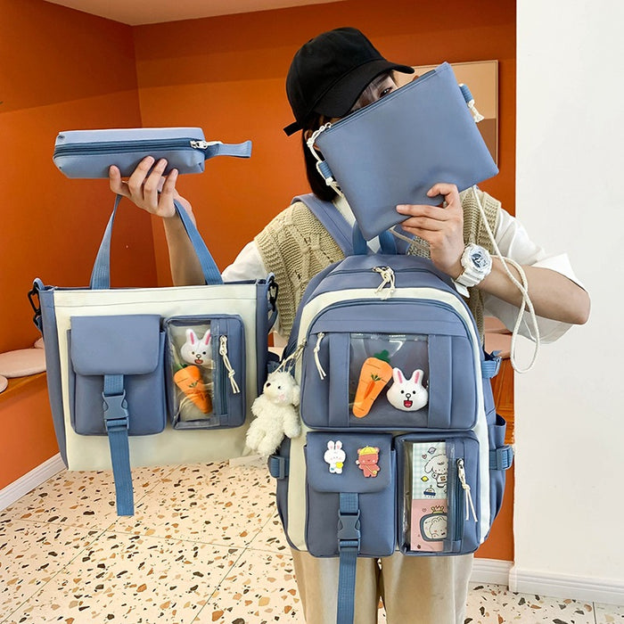 Wholesale Backpack Canvas Cute Lightweight Large Capacity 4 Piece Set JDC-BP-Tongyi001