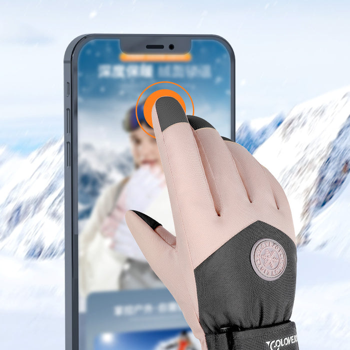 Wholesale Gloves Polyester Outdoor Skiing Waterproof and Fleece Touch Screen Gloves MOQ≥2 JDC-GS-GuD012