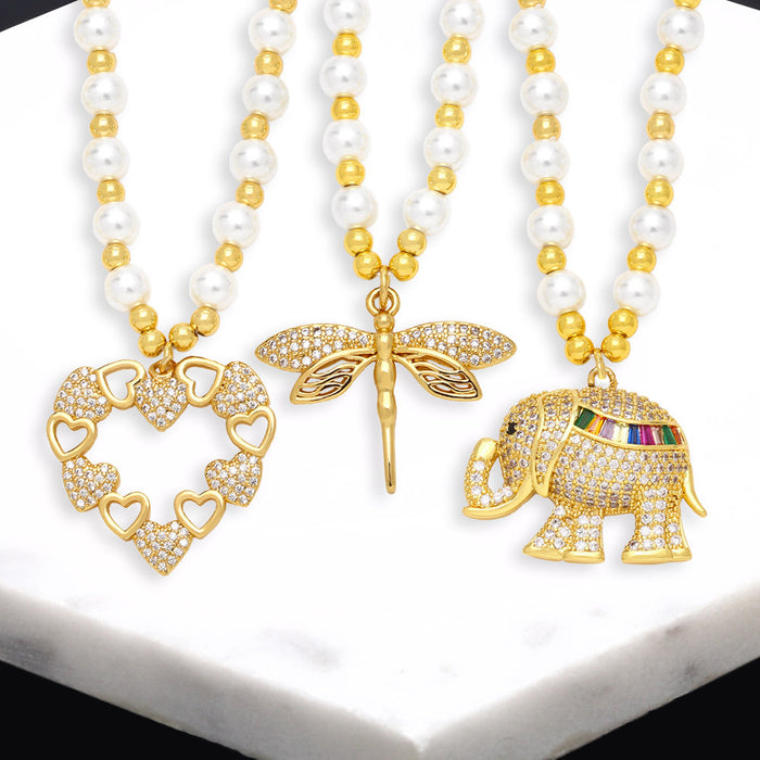 Wholesale Necklaces Pearl Love Elephant JDC-NE-PREMAS013