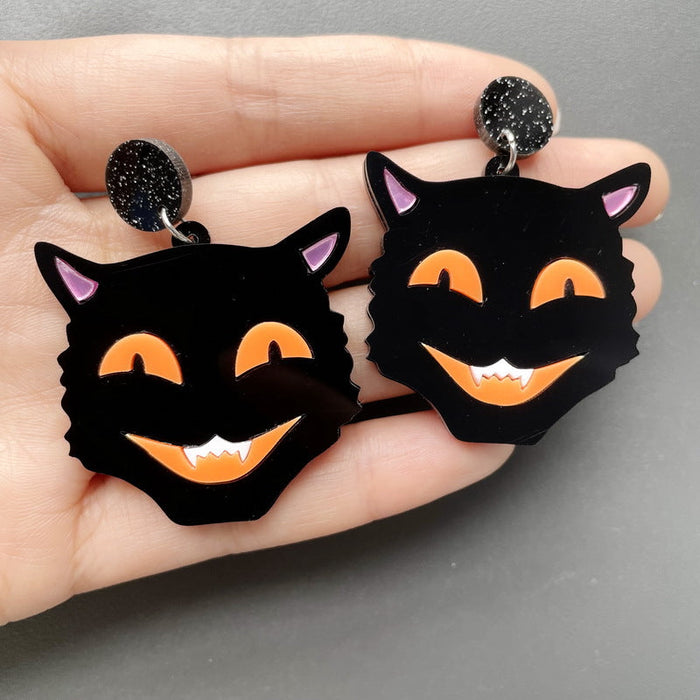 Wholesale Earrings Acrylic Halloween Black Cat MQO≥2 JDC-ES-xuep044