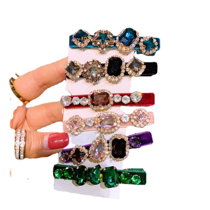 Wholesale handmade high-grade rhinestone velvet edge clip JDC-HC-HuaJ002