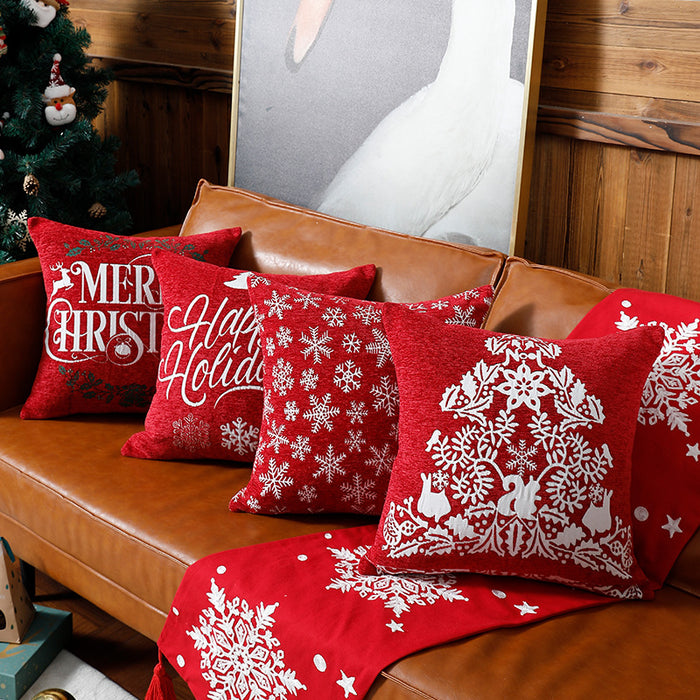 Wholesale Christmas Chenille Jacquard Snowflake Pillowcase JDC-PW-Jucong003