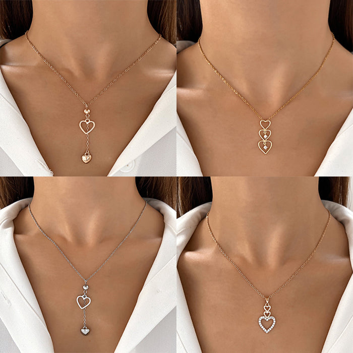 Wholesale Hollow Out Diamond Heart Necklace JDC-NE-D066