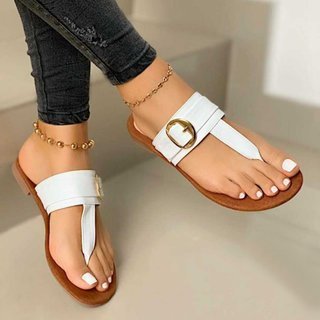 Wholesale summer plus size herringbone sandals women thongs thick heel buckle JDC-SD-HengJ001