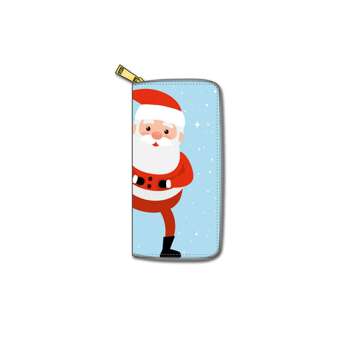 Wholesale Wallet PU Christmas Print Long Zipper MOQ≥3 JDC-WT-Dengxin018