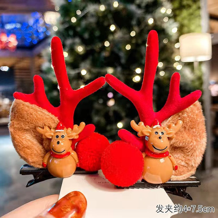 Wholesale Christmas Headwear Rabbit Ears Antlers New Year Hairpins Girls Hats Hairpins Children's Hair JDC-HD-tengZ001