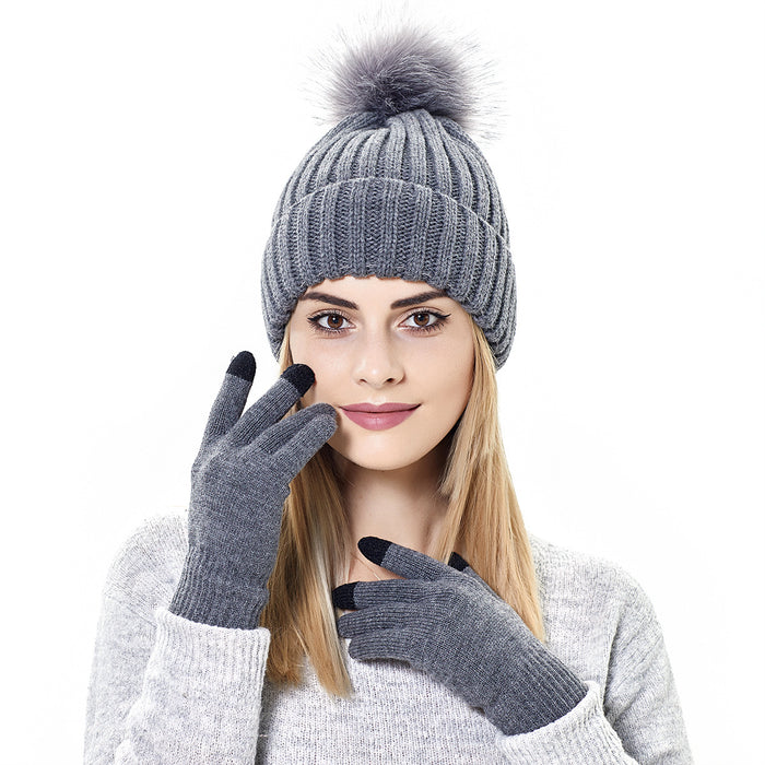 Wholesale Hat Chenille Warm Touch Screen Gloves Set MOQ≥2 JDC-FH-XMi002