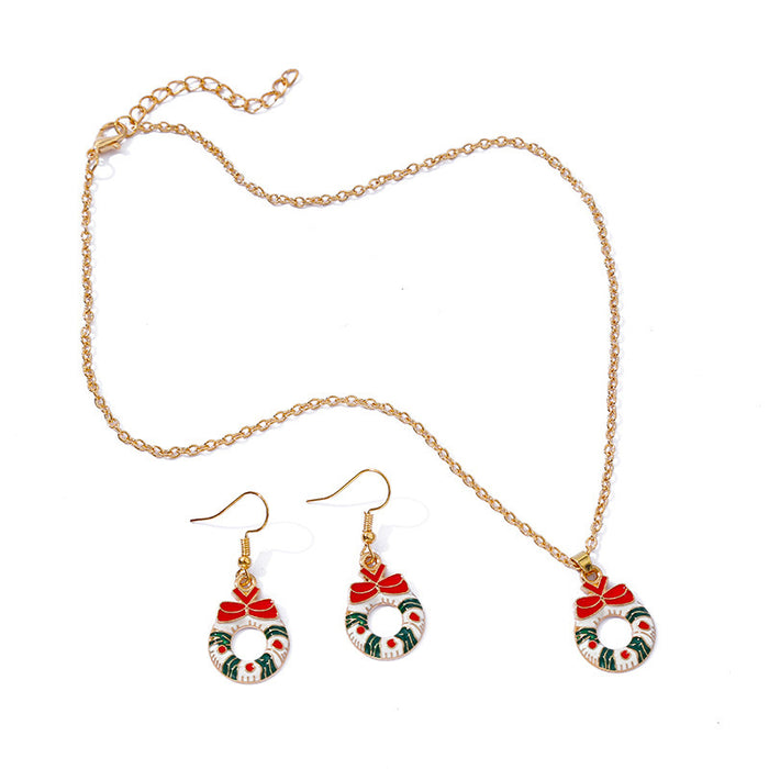 Wholesale Earring Alloy Enamel Christmas Bell Garland Necklace Set MOQ≥2 JDC-ES-HaoBiao002