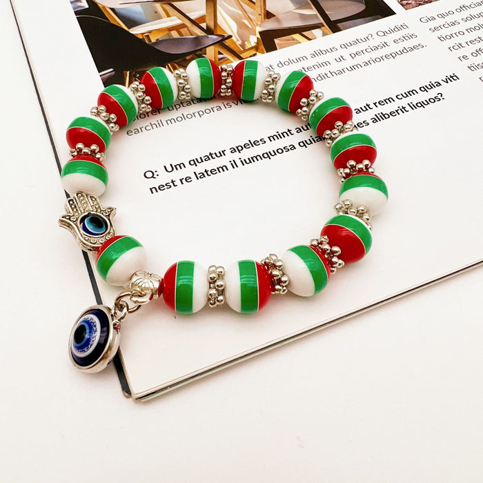 Wholesale Christmas Colorful Blue Eyes Stretch Bracelet MOQ≥2  JDC-BT-QingH003