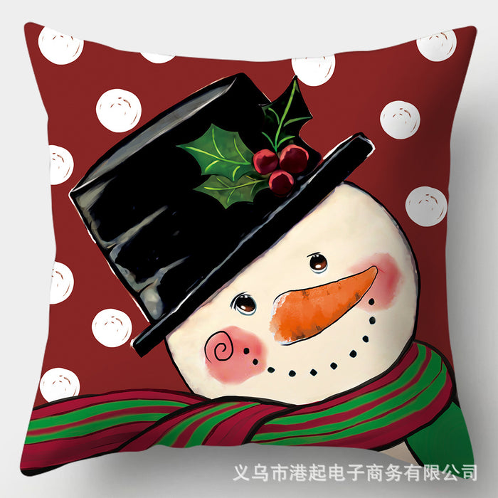 Concasa de almohada al por mayor Decoración de dibujos animados de muñeco de nieve impresa JDC-PW-Gangqi002