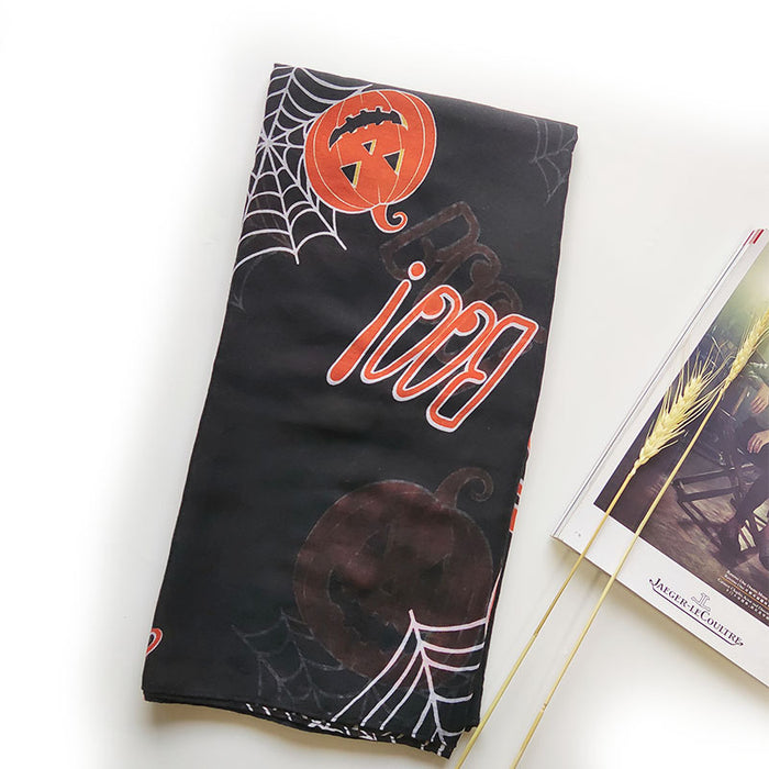 Wholesale Scarf Bali Yarn Halloween Pumpkin Lantern Print Sunscreen Towel MOQ≥10 JDC-SF-Pinti002