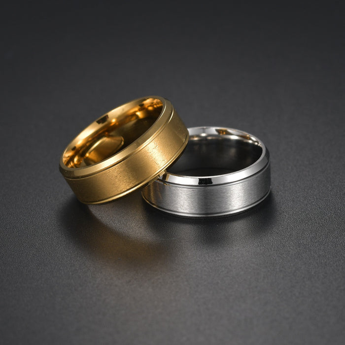 Wholesale Ring Titanium Steel Matte Double Bevel MOQ≥2 JDC-RS-ShouM008