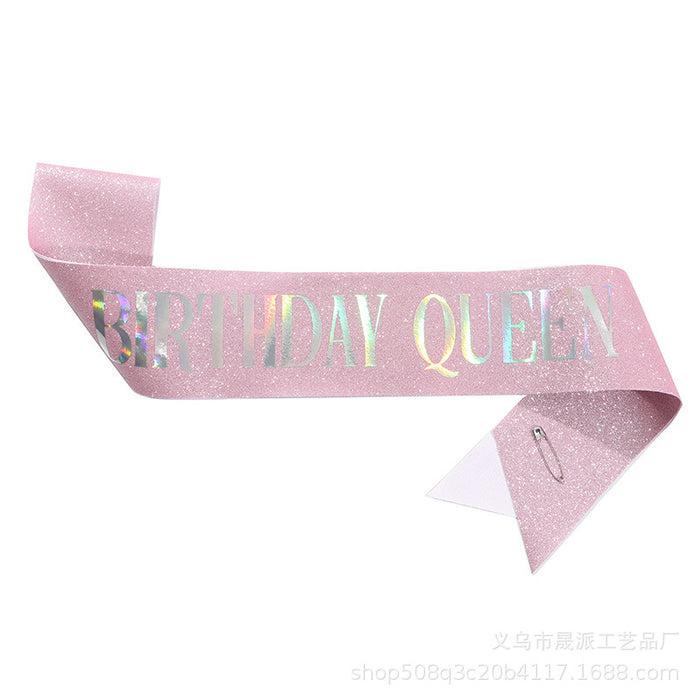 Wholesale Colorful Shoulder Strap Birthday Queen Shoulder Strap MOQ≥10 JDC-DCN-ShengP001