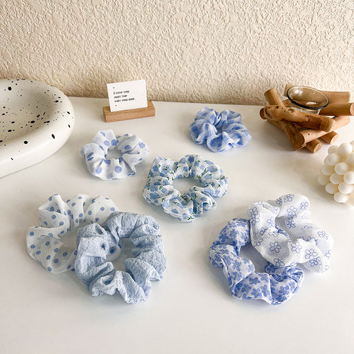 Jewelry WholesaleWholesale refreshing blue and white polka dot flower hair ring JDC-HS-MS017 Hair Scrunchies 迷尚 %variant_option1% %variant_option2% %variant_option3%  Factory Price JoyasDeChina Joyas De China