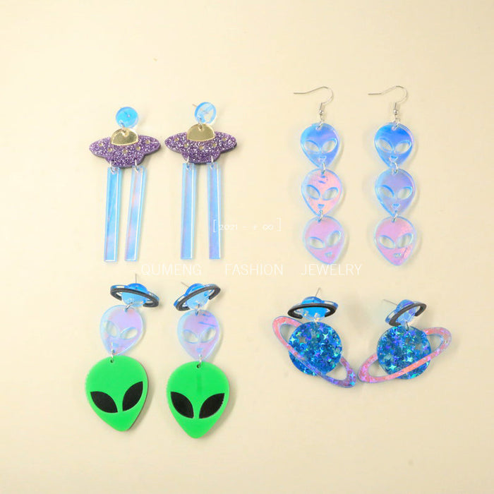Wholesale Earrings Acrylic Halloween Alien Space Collection MOQ≥2 JDC-ES-MOSHU022