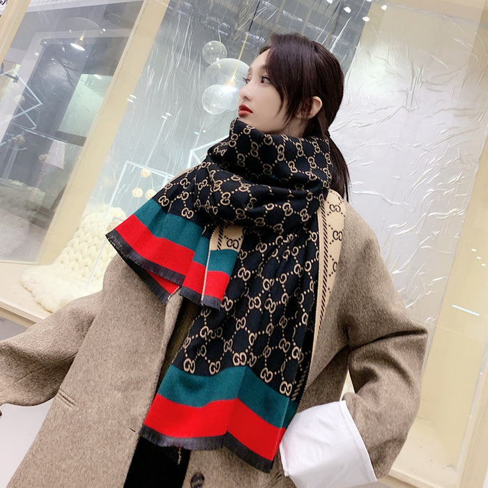 Wholesale Scarf Imitation Cashmere  Warm Thickened Shawl Double Sided (F) JDC-SF-Yichu005