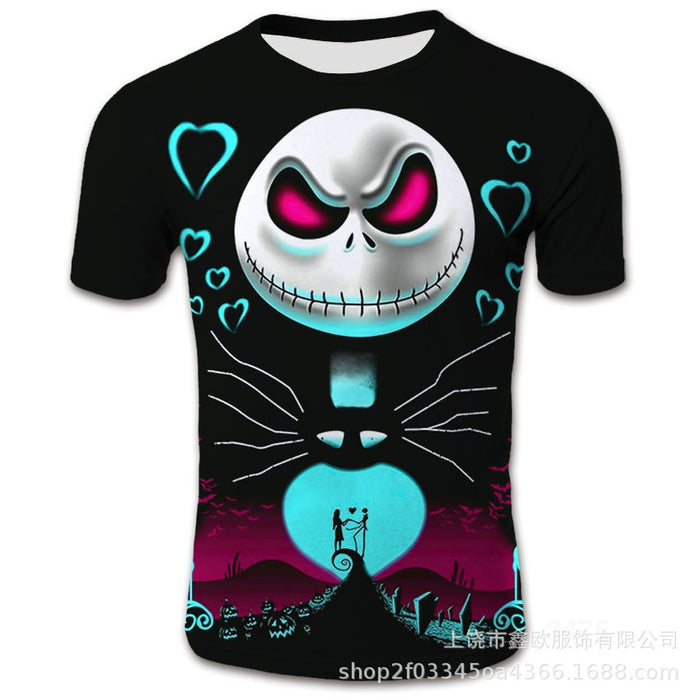 Camiseta al por mayor Halloween Milk Silk 3D Impresión digital JDC-TS-Xino001