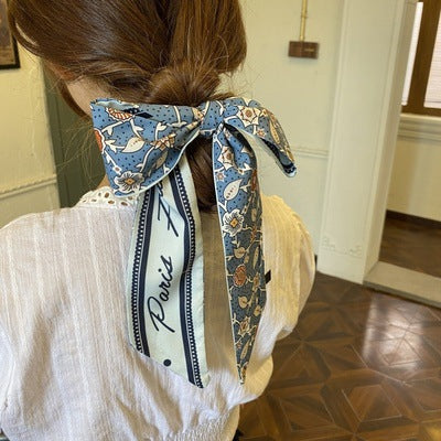 Wholesale Pearl Bow Ribbon Fabric Hair Scrunchies MOQ≥2 JDC-HS-JiaYan001