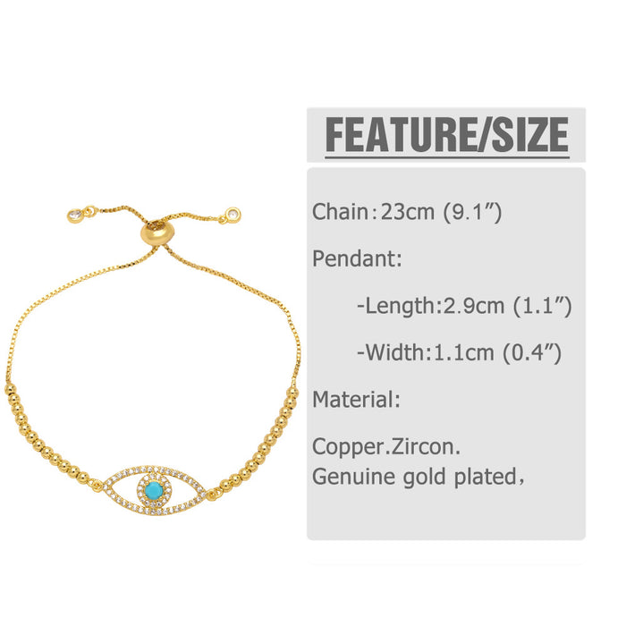 Wholesale Bracelet Copper Plated 18K Gold Zircon Color Devil's Eye JDC-PREMAS-BT-016