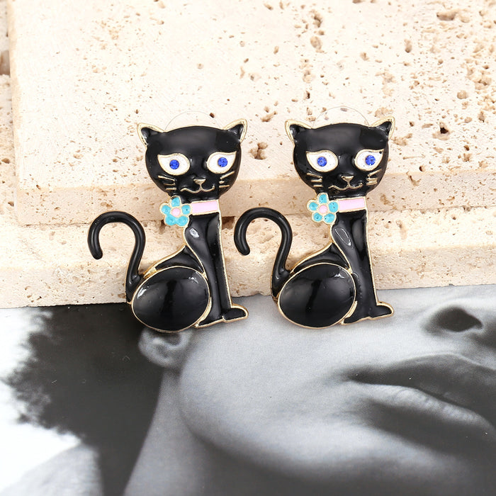 Wholesale cute dripping kitten earrings small animals JDC-ES-MY263