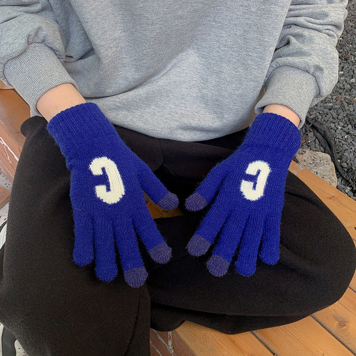 Wholesale Gloves Imitation Cashmere Candy Knit Touch Screen All Fingers MOQ≥2 JDC-GS-JingZ004