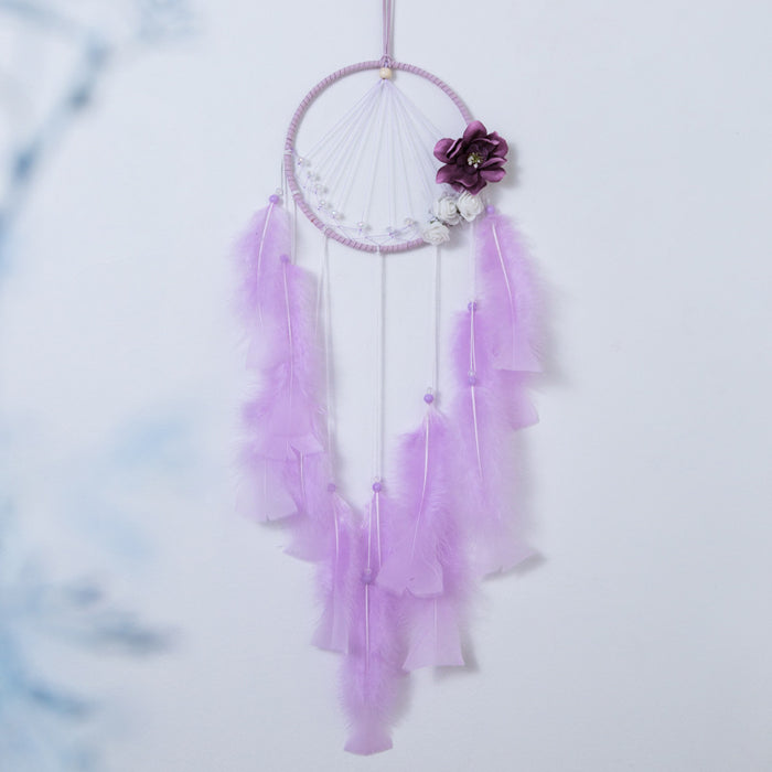 Wholesale Dream Catcher Feather Creative Flower Hand Woven Wind Chime MOQ≥2 JDC-DC-MYing025