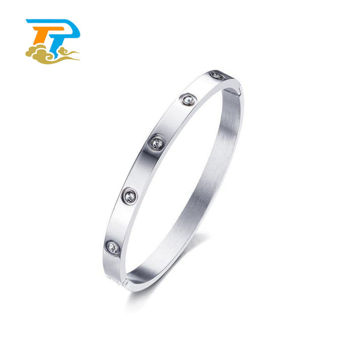 Wholesale Bracelet Titanium Steel Jewelry Four Leaf Clover Diamond Stainless Steel Buckle JDC-BT-Hongyi002