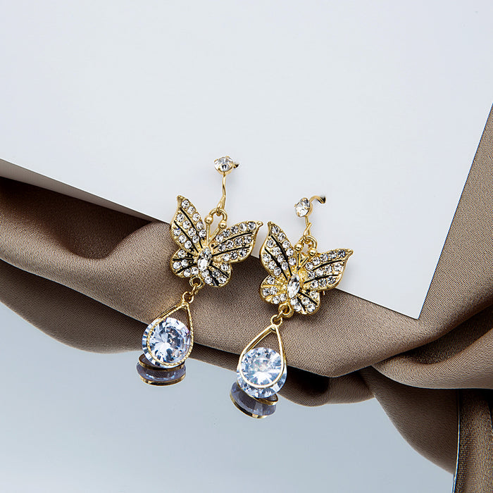 Wholesale Earrings Full Diamond Butterfly Zircon JDC-ES-MDD061